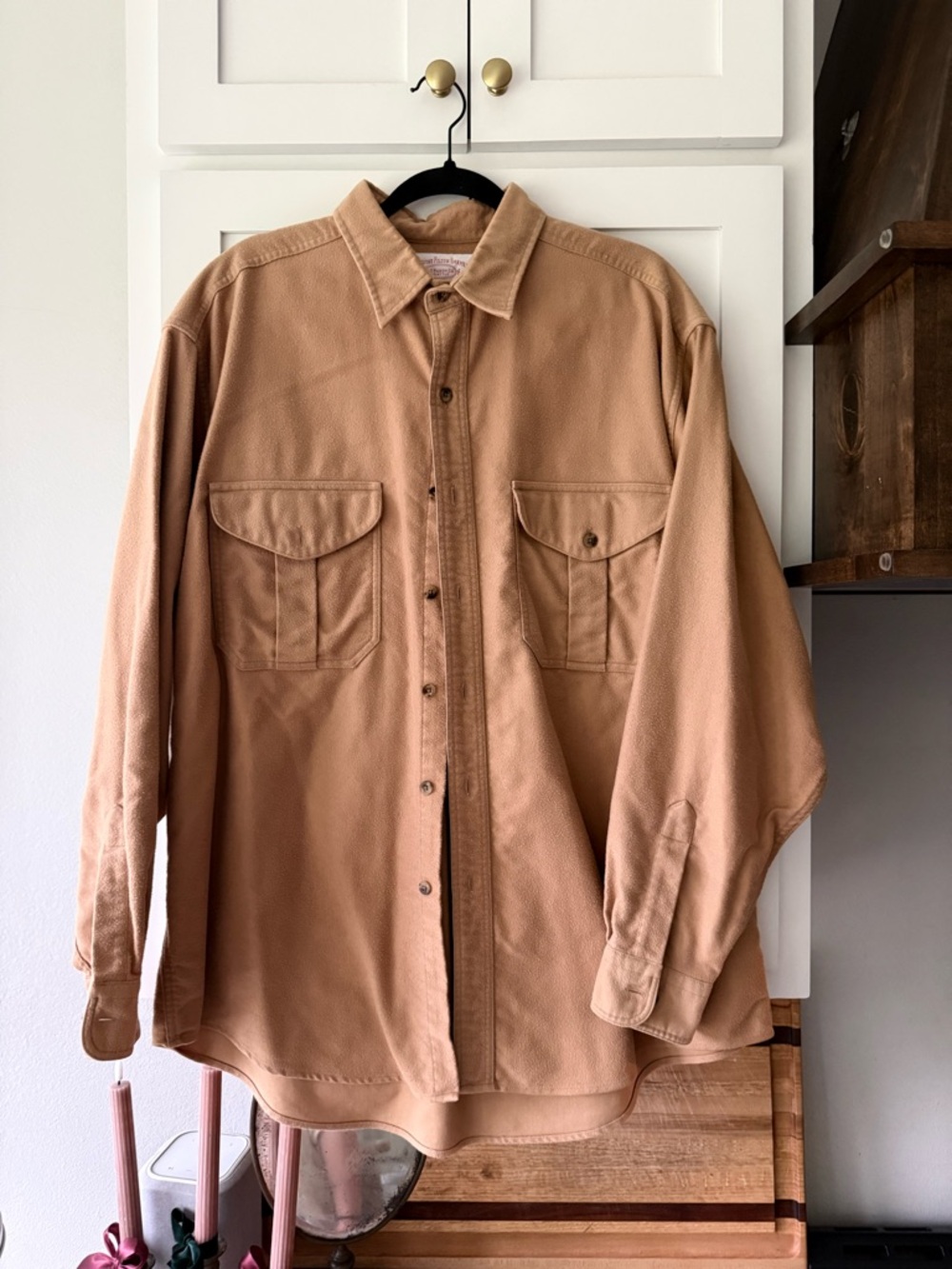 Filson Tan Moleskin Button Down Shirt Jacket XL USA Made